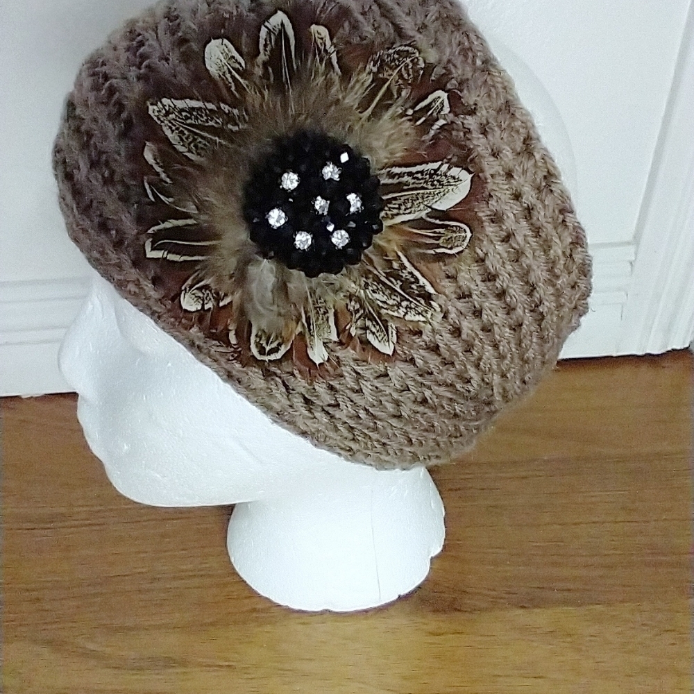 NWT Winter Brown Headband With Flower